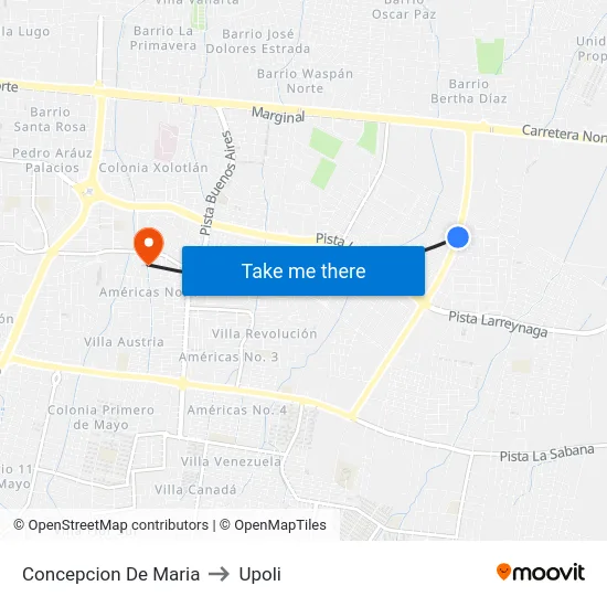 Concepcion De Maria to Upoli map