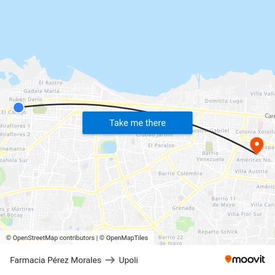 Farmacia Pérez Morales to Upoli map