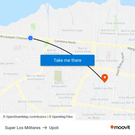 Super Los Militares to Upoli map