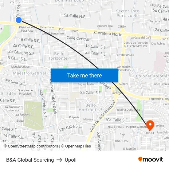 B&A Global Sourcing to Upoli map