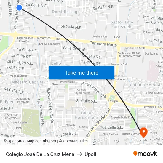 Colegio José De La Cruz Mena to Upoli map