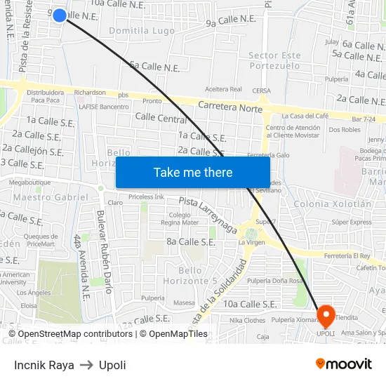 Incnik Raya to Upoli map