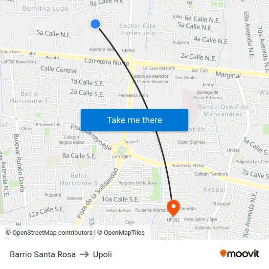 Barrio Santa Rosa to Upoli map