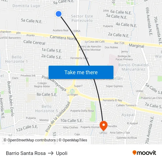 Barrio Santa Rosa to Upoli map