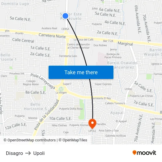 Disagro to Upoli map