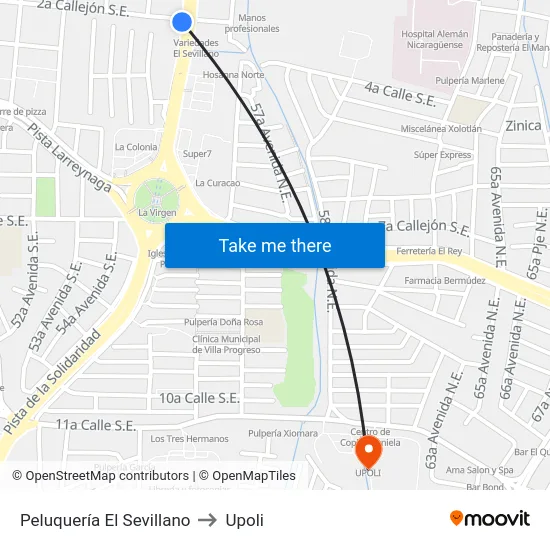 Peluquería El Sevillano to Upoli map