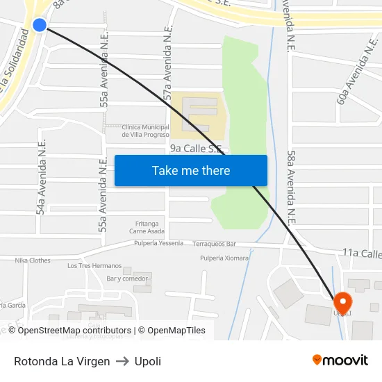 Rotonda La Virgen to Upoli map