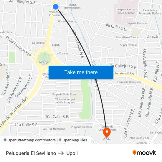 Peluquería El Sevillano to Upoli map
