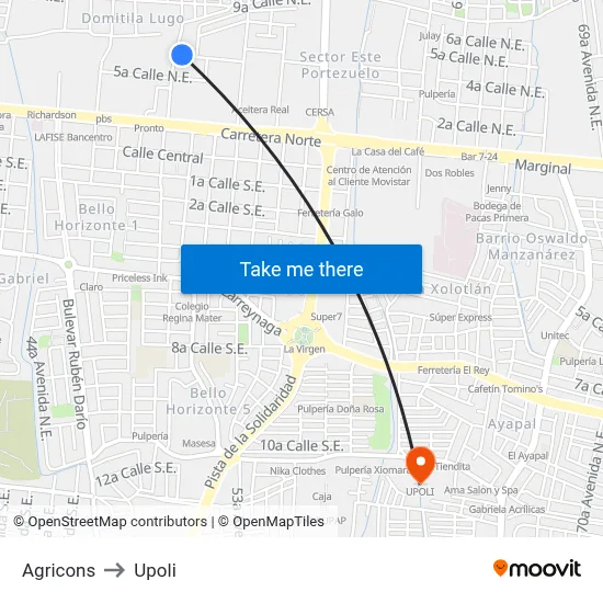 Agricons to Upoli map