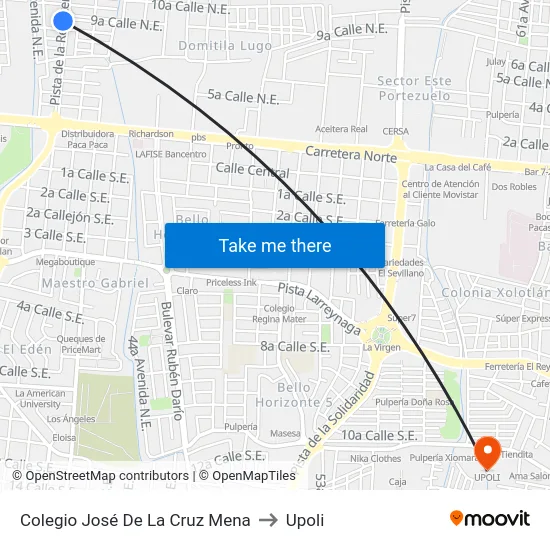 Colegio José De La Cruz Mena to Upoli map