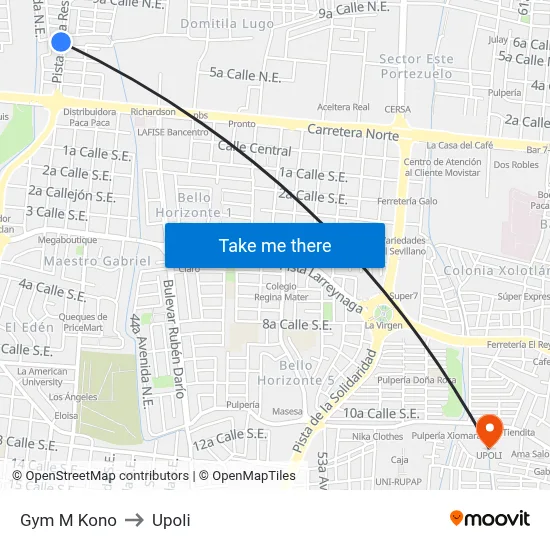 Gym M Kono to Upoli map