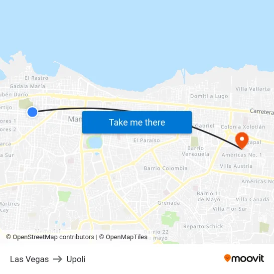 Las Vegas to Upoli map