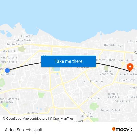 Aldea Sos to Upoli map