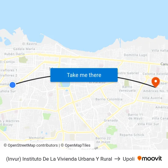 (Invur) Instituto De La Vivienda Urbana Y Rural to Upoli map