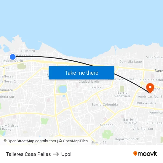 Talleres Casa Pellas to Upoli map