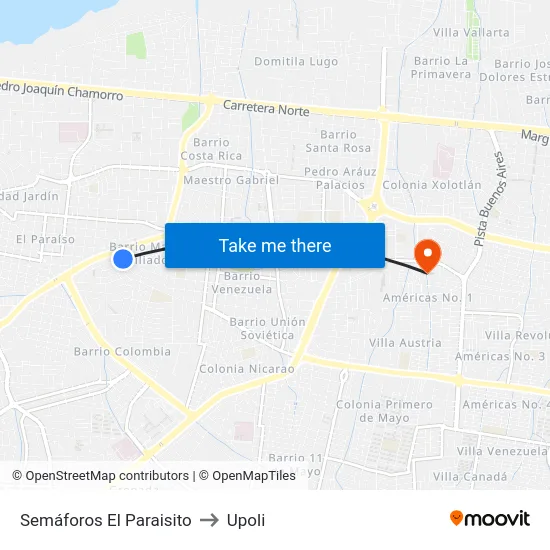 Semáforos El Paraisito to Upoli map
