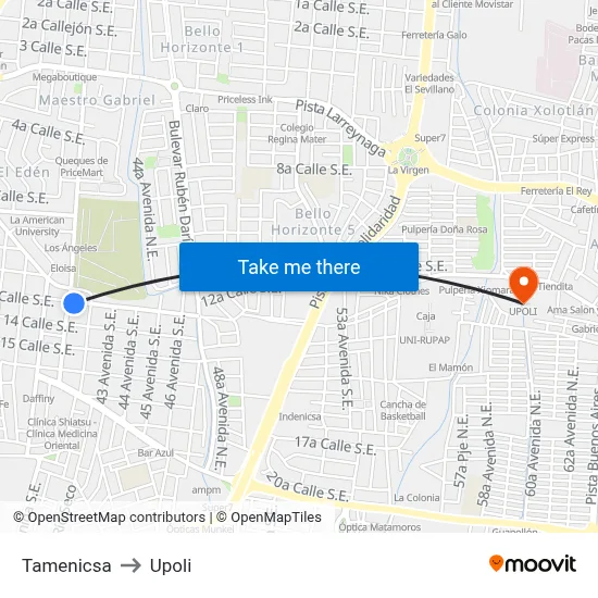 Tamenicsa to Upoli map