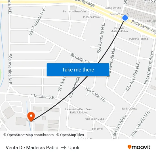 Venta De Maderas Pablo to Upoli map