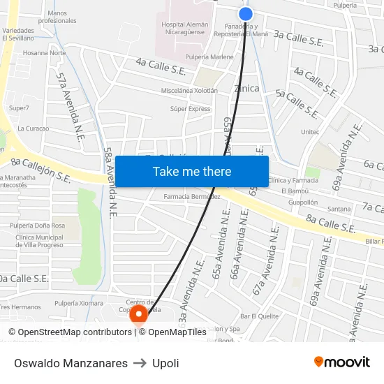 Oswaldo Manzanares to Upoli map