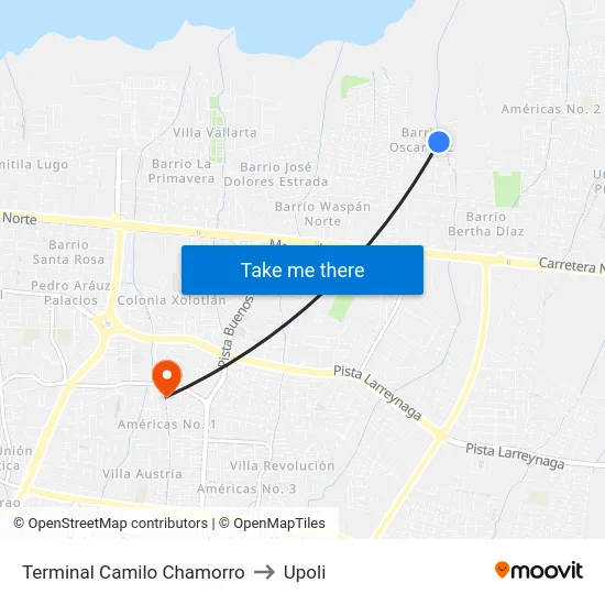 Terminal Camilo Chamorro to Upoli map