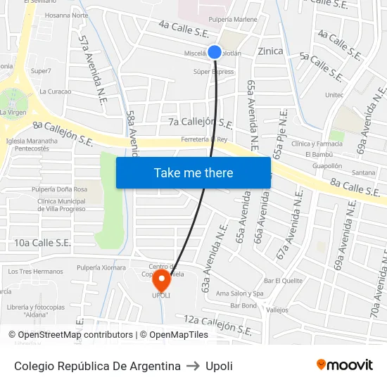 Colegio República De Argentina to Upoli map