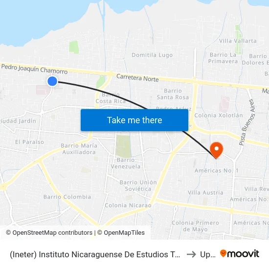 (Ineter) Instituto Nicaraguense De Estudios Territoriales to Upoli map