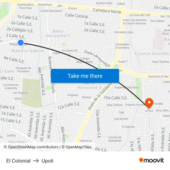 El Colonial to Upoli map
