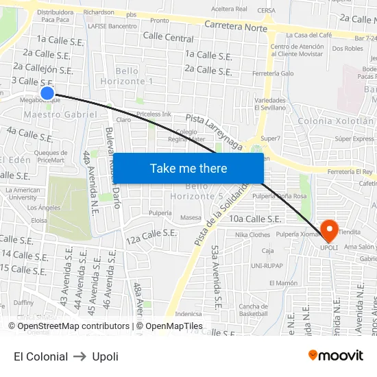 El Colonial to Upoli map
