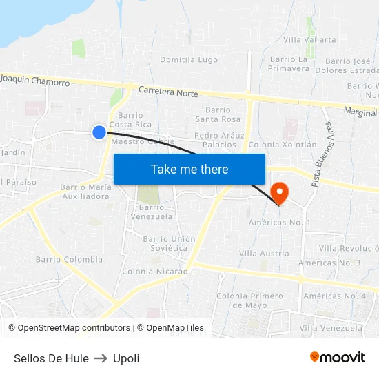 Sellos De Hule to Upoli map