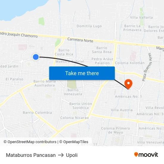 Mataburros Pancasan to Upoli map