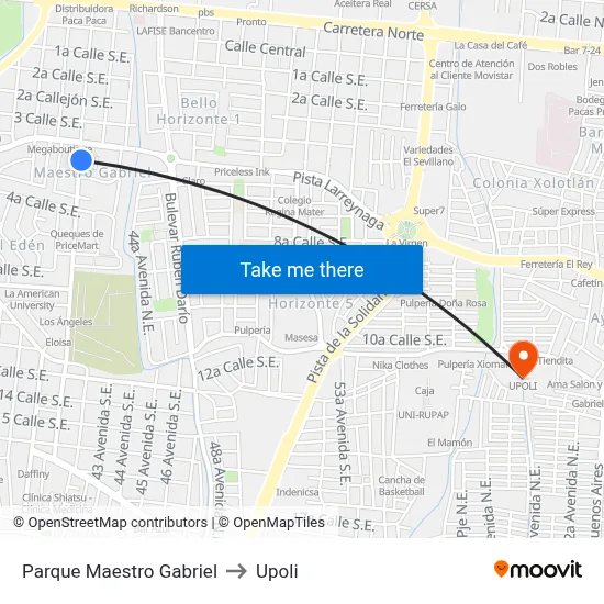 Parque Maestro Gabriel to Upoli map