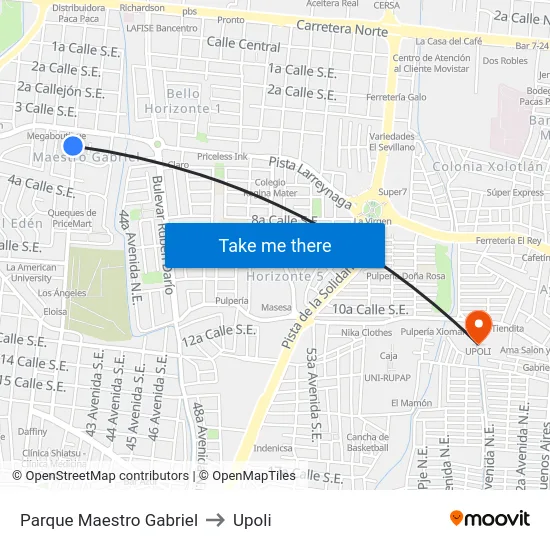 Parque Maestro Gabriel to Upoli map