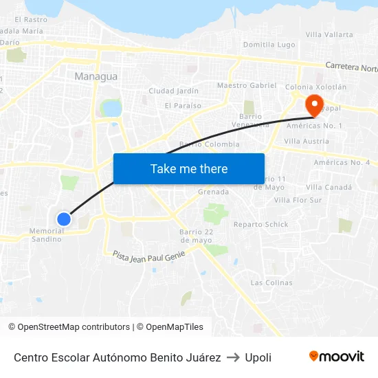 Centro Escolar Autónomo Benito Juárez to Upoli map