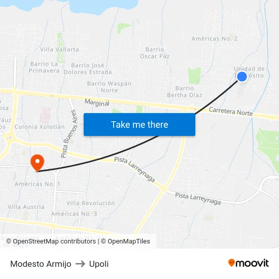Modesto Armijo to Upoli map
