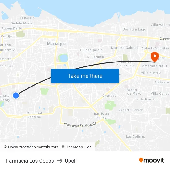 Farmacia Los Cocos to Upoli map