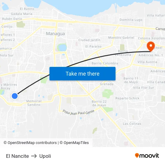 El Nancite to Upoli map