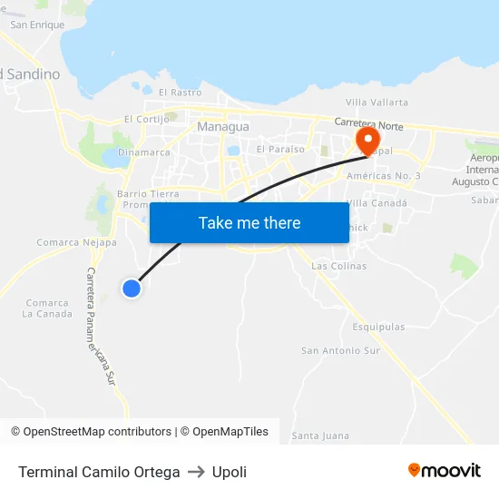 Terminal Camilo Ortega to Upoli map
