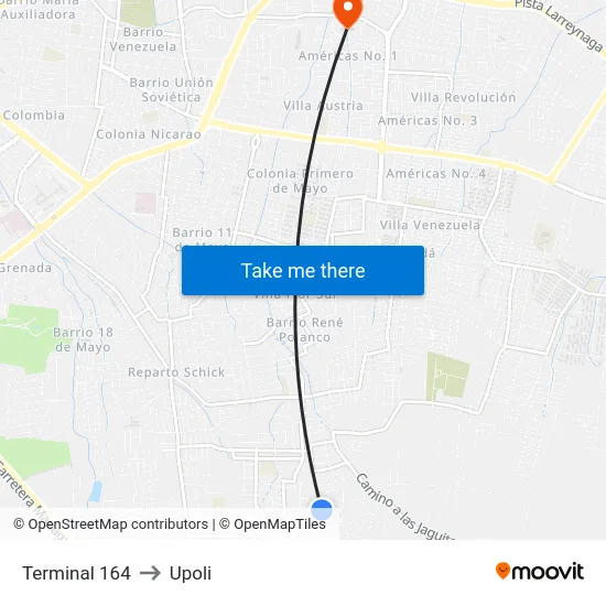 Terminal 164 to Upoli map