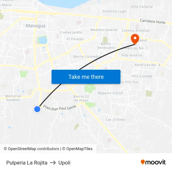 Pulperia La Rojita to Upoli map