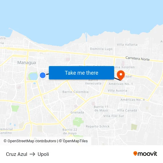 Cruz Azul to Upoli map