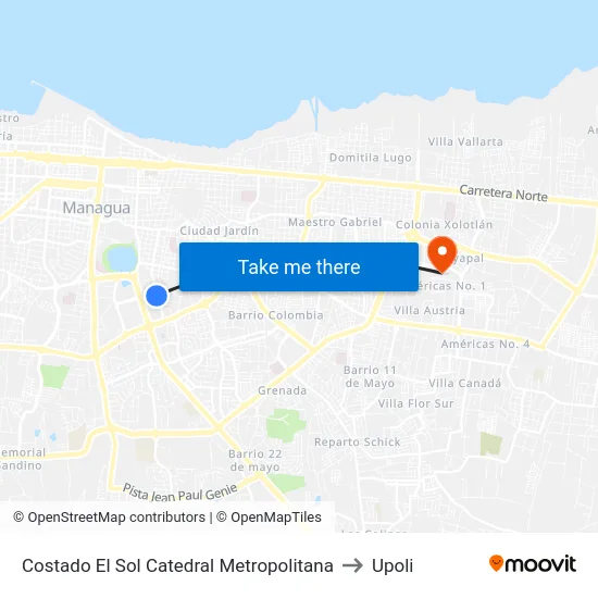 Costado El Sol Catedral Metropolitana to Upoli map