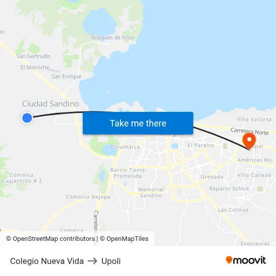 Colegio Nueva Vida to Upoli map