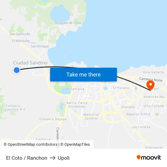 El Coto / Ranchon to Upoli map