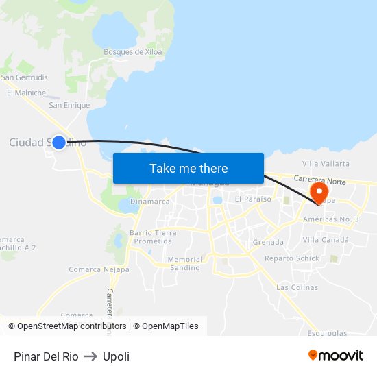 Pinar Del Rio to Upoli map