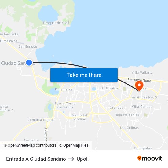 Entrada A Ciudad Sandino to Upoli map
