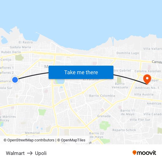 Walmart to Upoli map