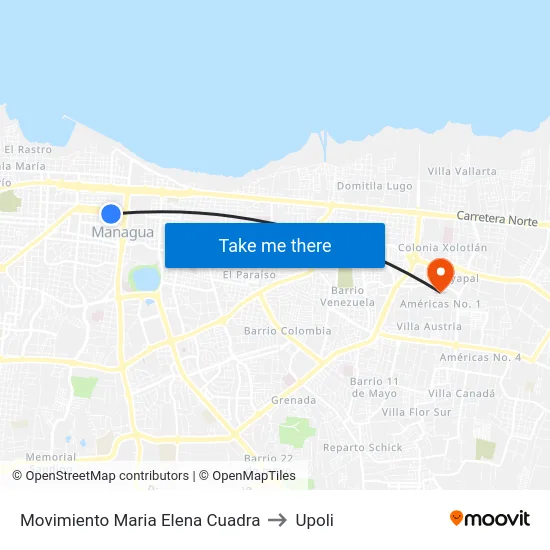 Movimiento Maria Elena Cuadra to Upoli map