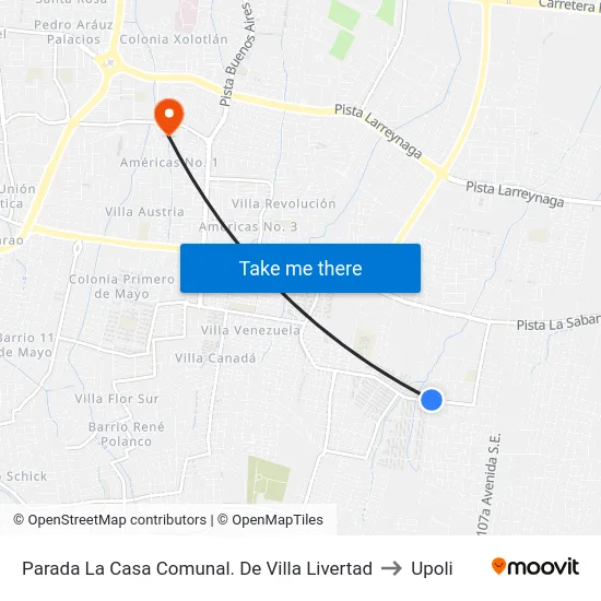 Parada La Casa Comunal. De Villa Livertad to Upoli map