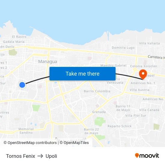Tornos Fenix to Upoli map