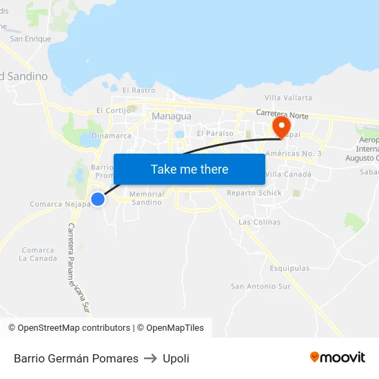 Barrio Germán Pomares to Upoli map